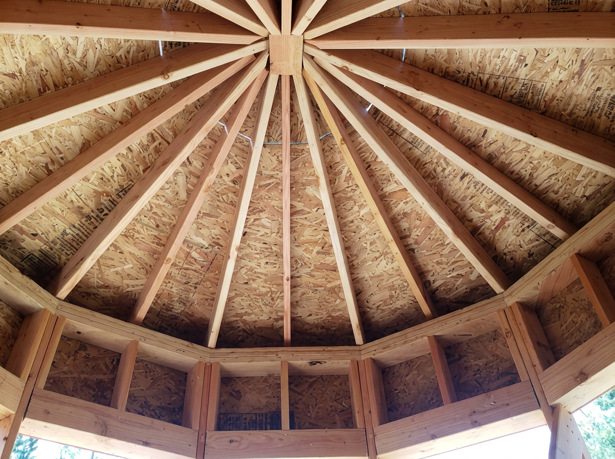 Radial roof framing on a new construction project